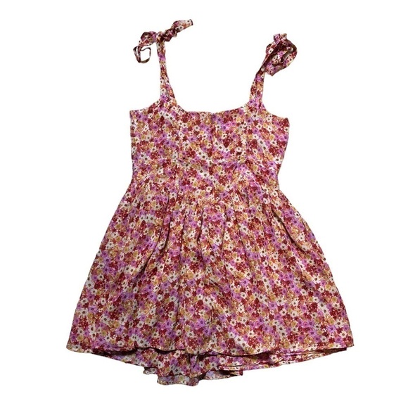 For Love & Lemons Red and Pink Floral Felicia Mini Dress US L - Picture 15 of 16